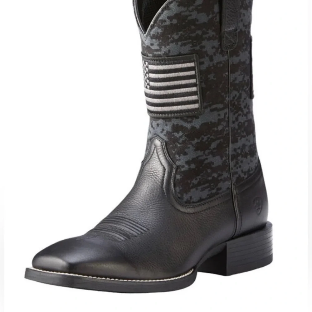 NEW ARIAT Men’s Black Patriot Western Boots 10D